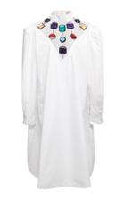 Christopher Kane Jeweled Neckline Cotton Dress