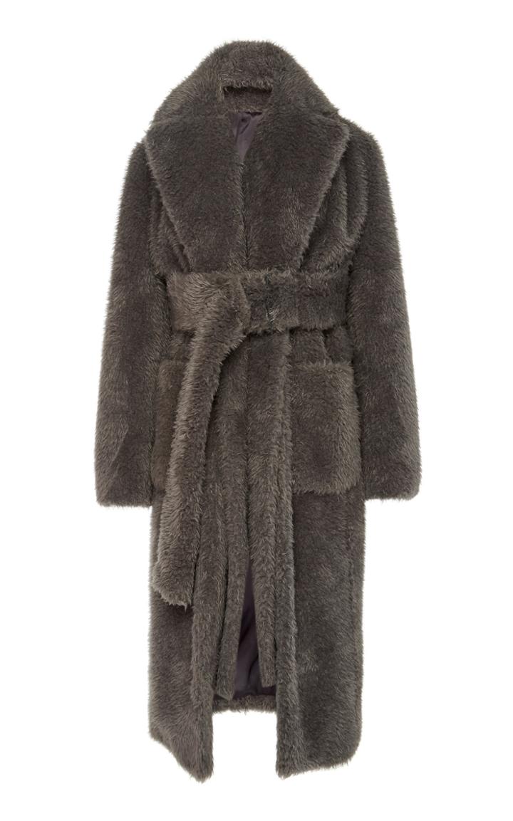 Helmut Lang Faux Fur Belted Coat