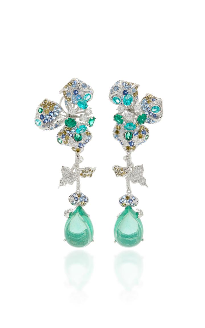 Anabela Chan Orchid 18k White Gold Vermeil Multi-stone Earrings