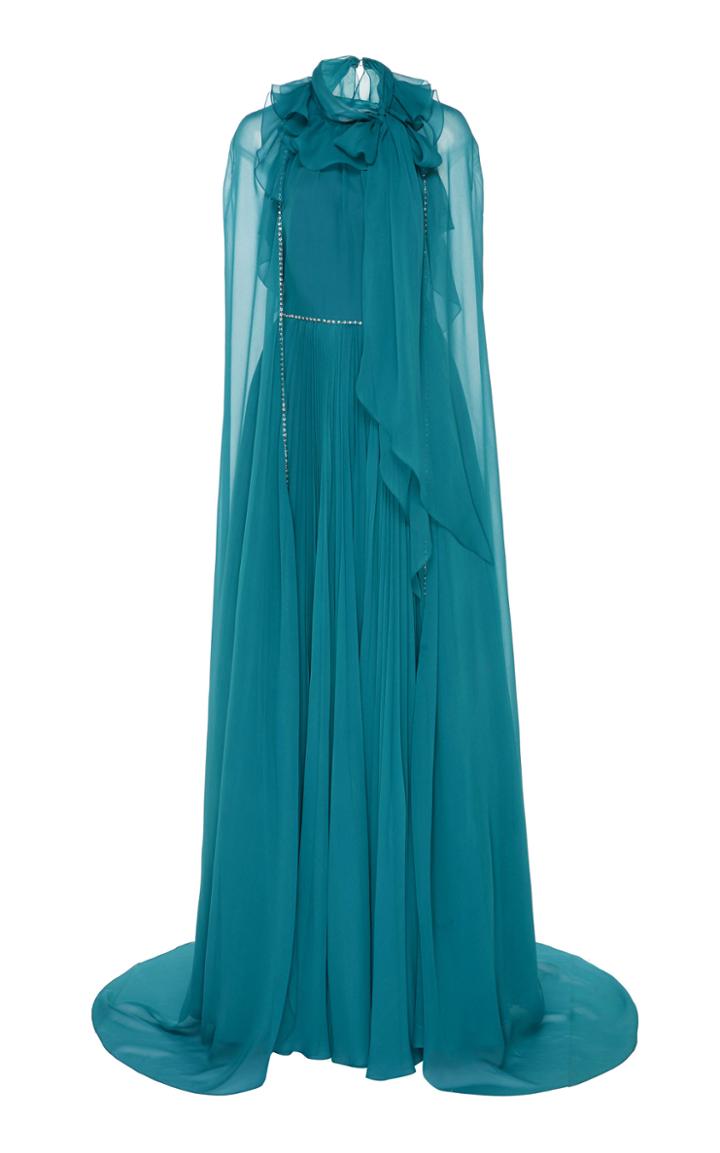 Jenny Packham Lise Caped Chiffon Gown