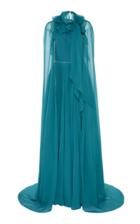 Jenny Packham Lise Caped Chiffon Gown