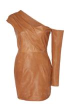 Zeynep Aray Asymmetric Mini Leather Dress