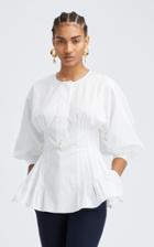 Moda Operandi Oscar De La Renta Puff Sleeve Cotton-blend Blouse