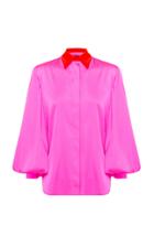 Moda Operandi Alex Perry Sutton Silk Satin Ballon Sleeve Shirt W/ Cuff