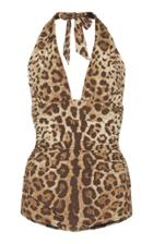 Dolce & Gabbana Leo Leopard-print Draped Swimsuit