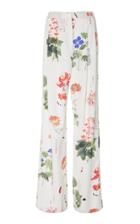 Adam Lippes Printed Charmeuse Pleat Front Trouser