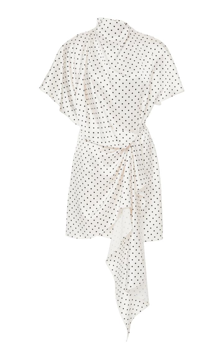 Acler Lochner Polka-dot Draped Satin Mini Dress