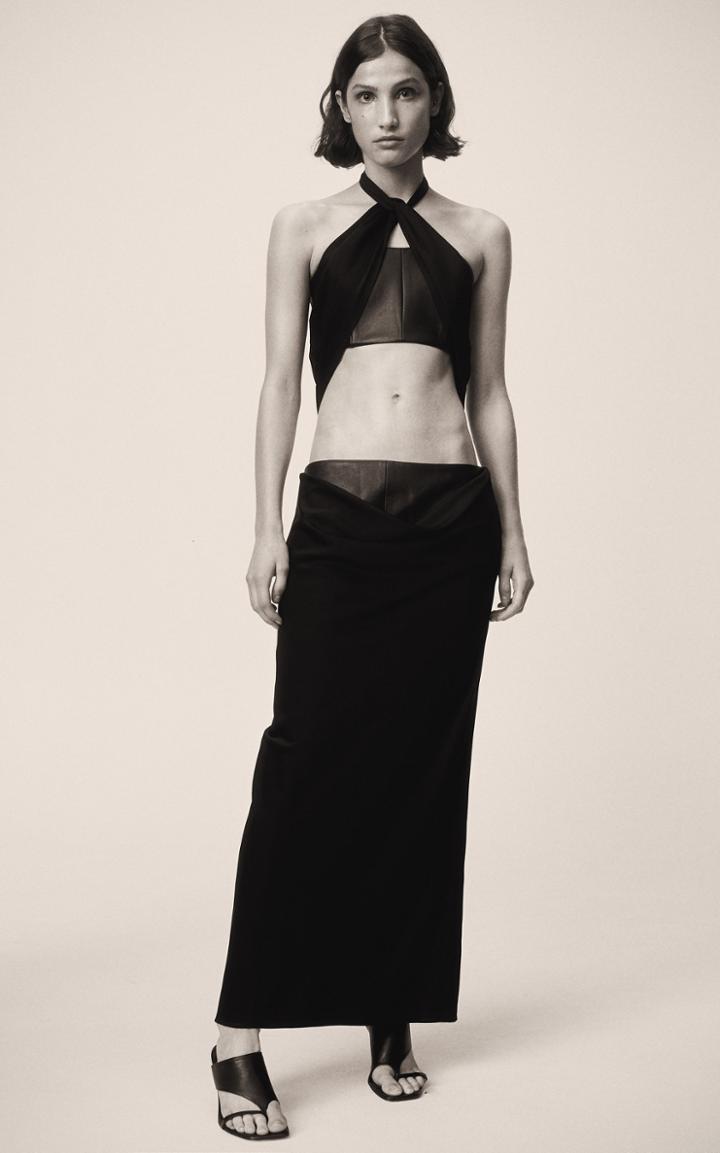 Moda Operandi Christopher Esber Leather Yoke Draped Dress