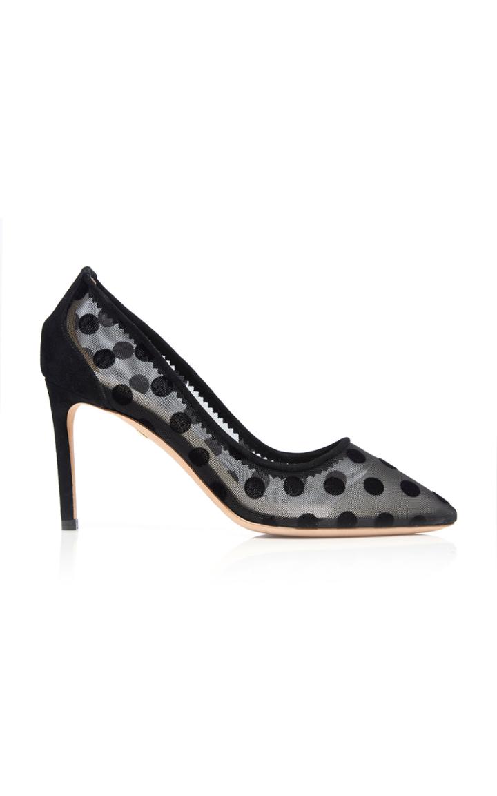 Giambattista Valli Polka-dot Mesh Suede Stiletto Pumps