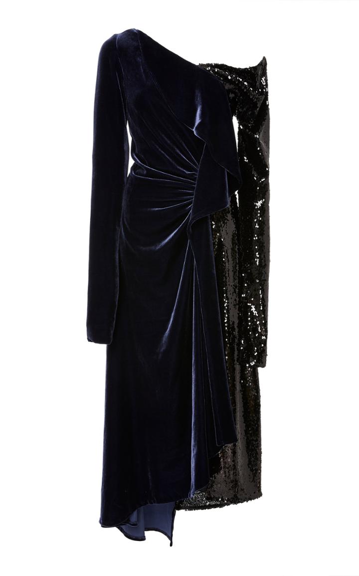 Monse Half Velvet & Half Sequins Gown