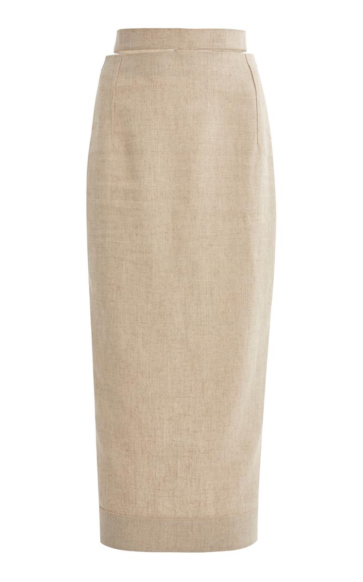 Jacquemus Valerie Cutout Linen-blend High-rise Midi Skirt