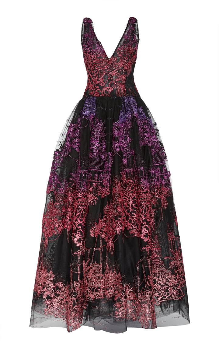 Prabal Gurung Herrat V-neck Tulle Ball Gown