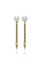 Sarah Hendler Shirley 18k Yellow Gold Enamel And Pearl Drop Earrings