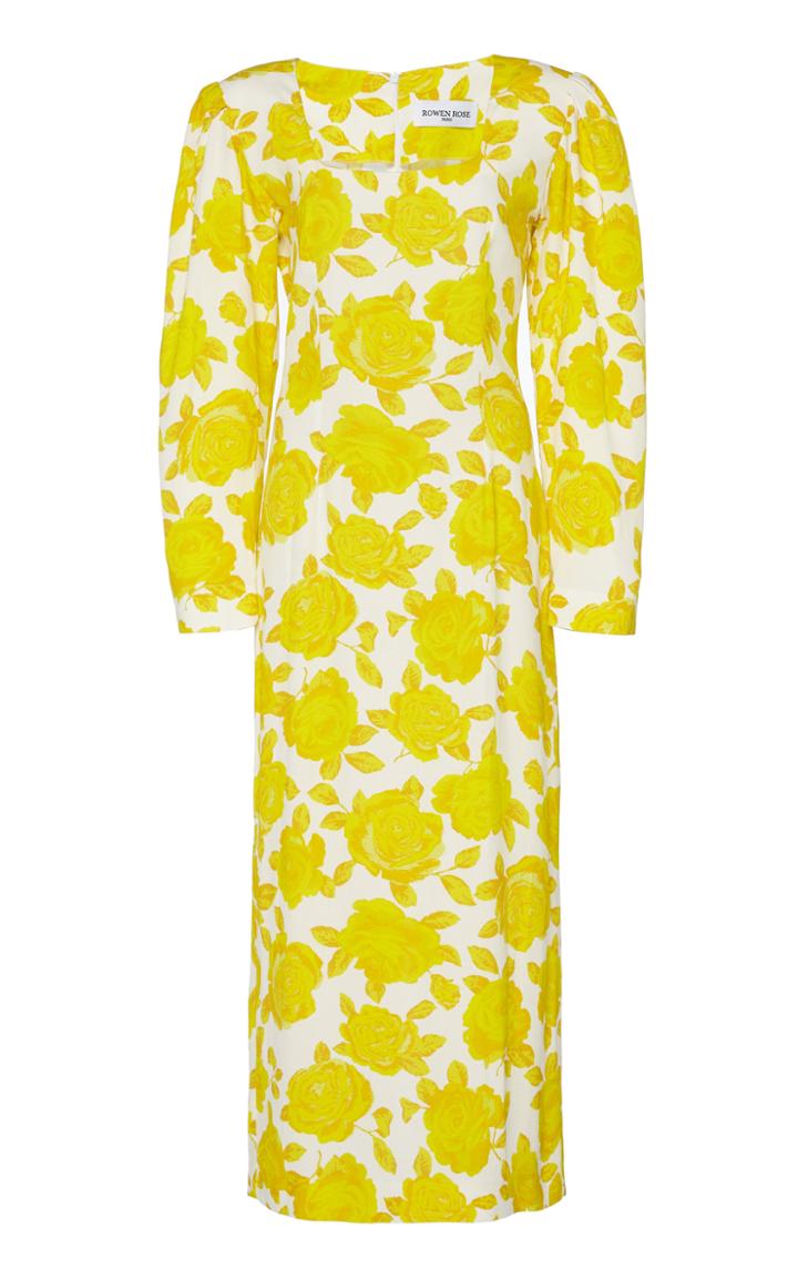 Moda Operandi Rowen Rose Floral Printed Crepe Midi Dress Size: 34