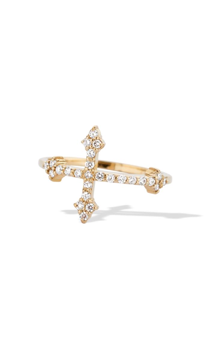 Moda Operandi Dru. 14k Yellow Gold Diamond Cross Your Fingers Ring