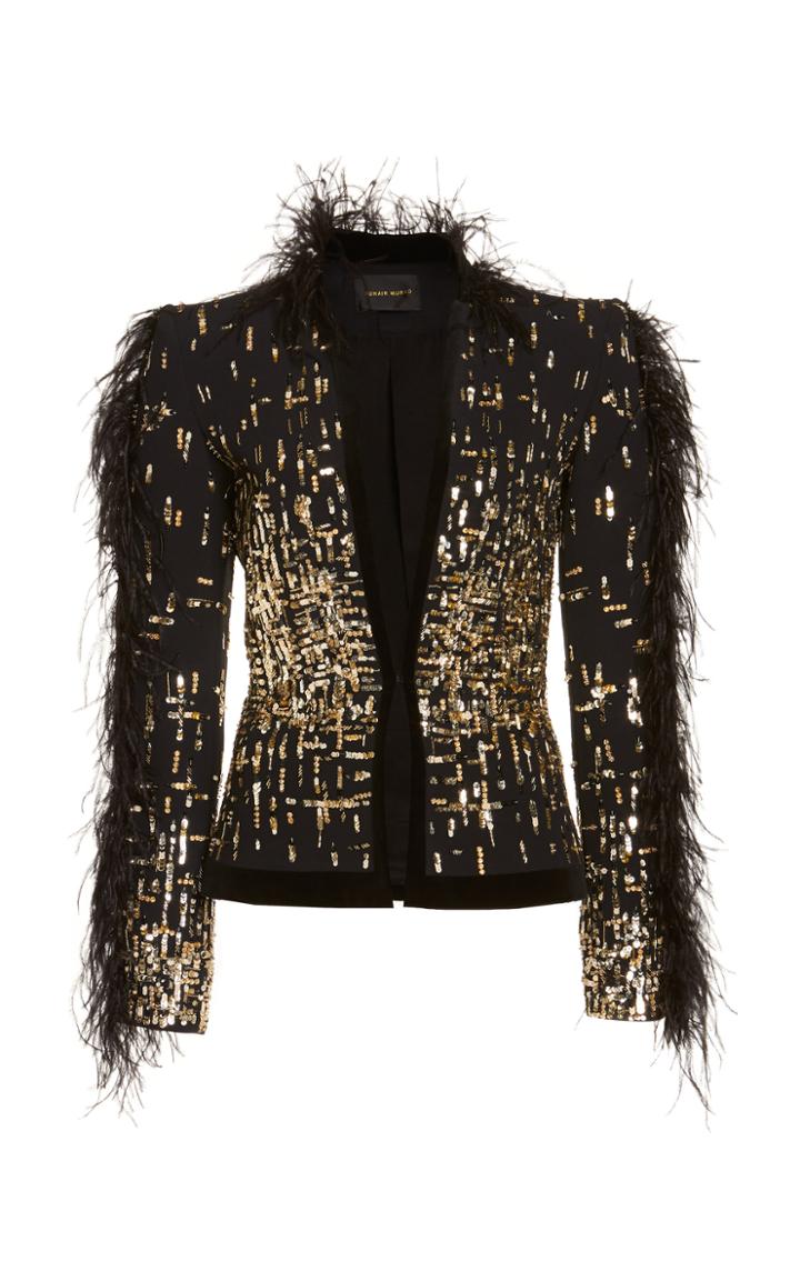 Moda Operandi Zuhair Murad Golden Sequin-emellished Cady Blazer