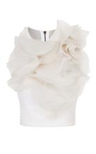Maticevski Morning Star Ruffled Silk Chiffon Sleeveless Crepe Top