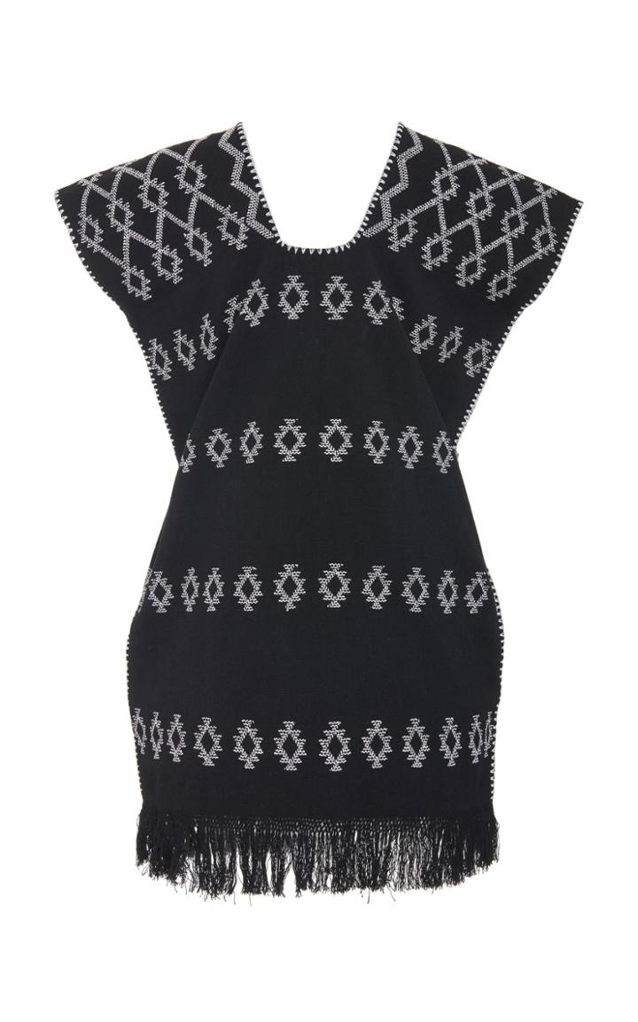 Pippa Holt Fringed Embroidered Cotton Mini Dress
