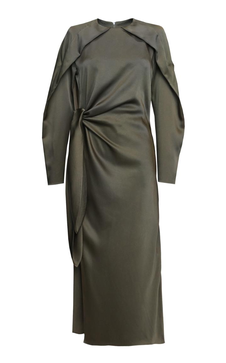 Lake Studio Draped Tie-detailed Satin Midi Dress