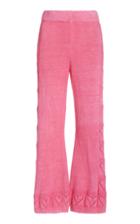 Loveshackfancy Toro Pointelle-knit Cotton-terry Flared Pants