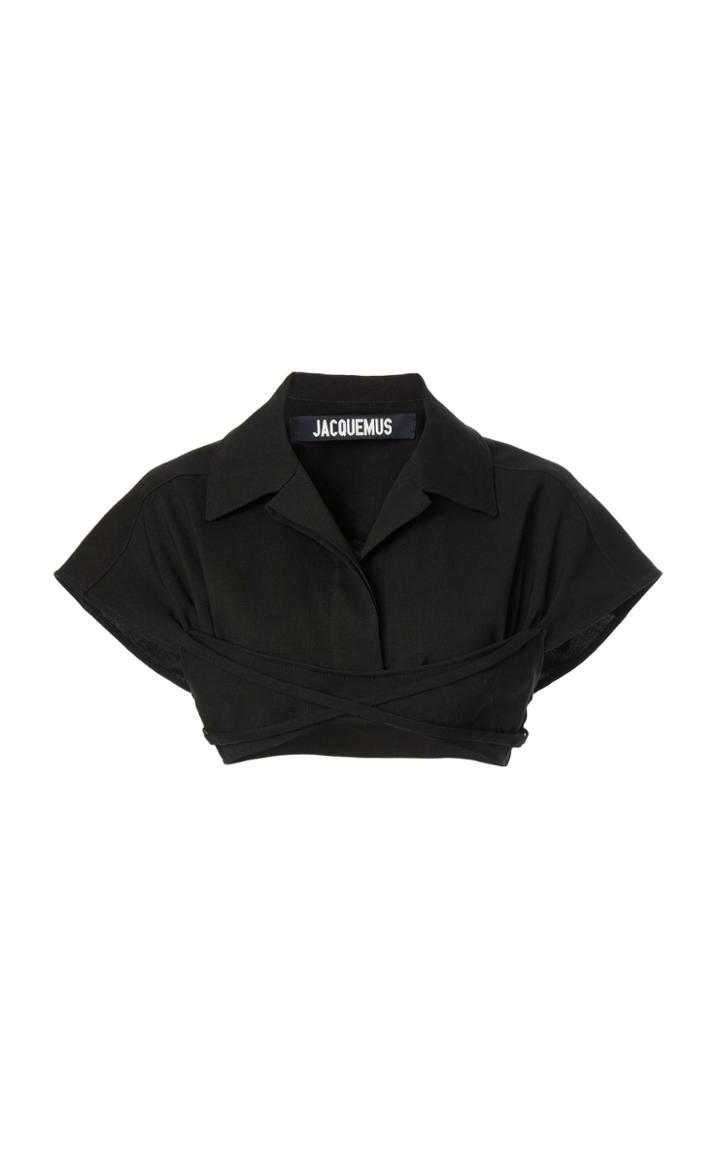 Moda Operandi Jacquemus Santon Tie-detailed Cotton-blend Cropped Shirt