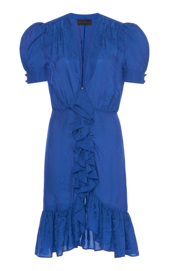Moda Operandi Dundas Ruffled Snake-pattern Mini Dress Size: 36