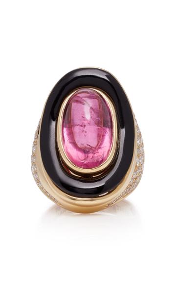 Jill Heller Vintage Vintage Marina B 18k Gold Jade Rubellite And Diamond Ring