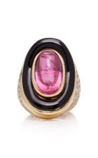Jill Heller Vintage Vintage Marina B 18k Gold Jade Rubellite And Diamond Ring