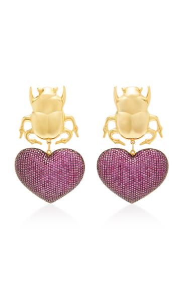 Begum Khan Beetle My Love 24k Gold-plated Crystal Earrings