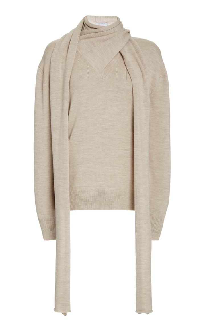Moda Operandi Deveaux Sage Scarf-detailed Wool Sweater