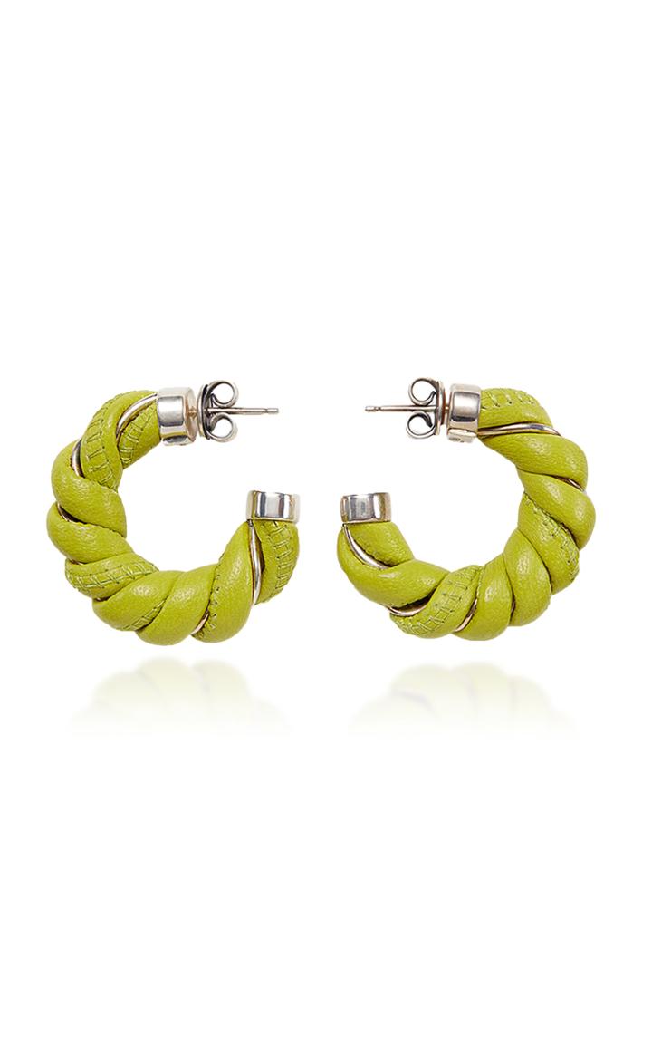 Bottega Veneta Leather-trimmed Sterling Silver Earrings