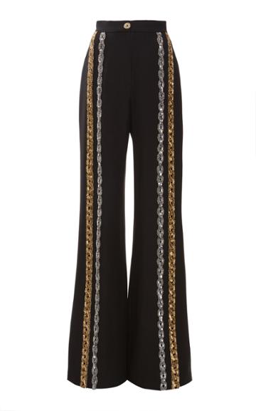 Elie Saab High Waist Sequin Embellished Cady Pants