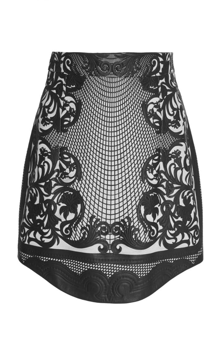 Balmain Applique Leather Mini Skirt