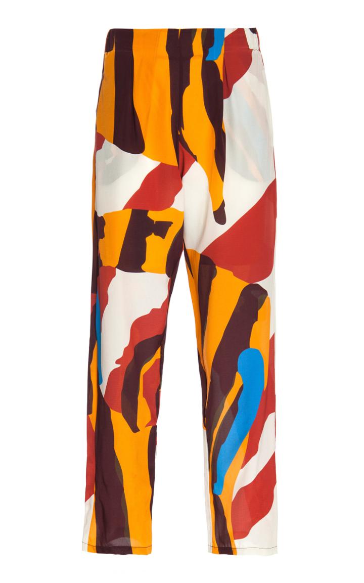 Vanda Jacintho Printed Crepe De Chine Pants