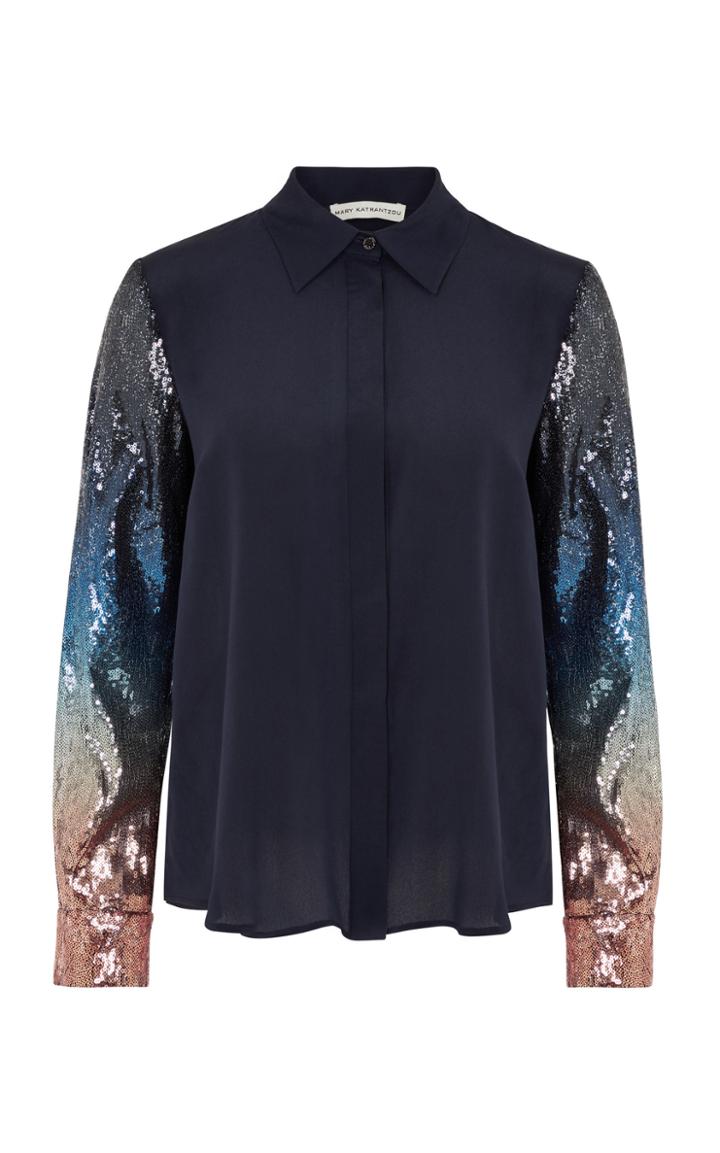 Mary Katrantzou Shane Sequin Sleeve Top