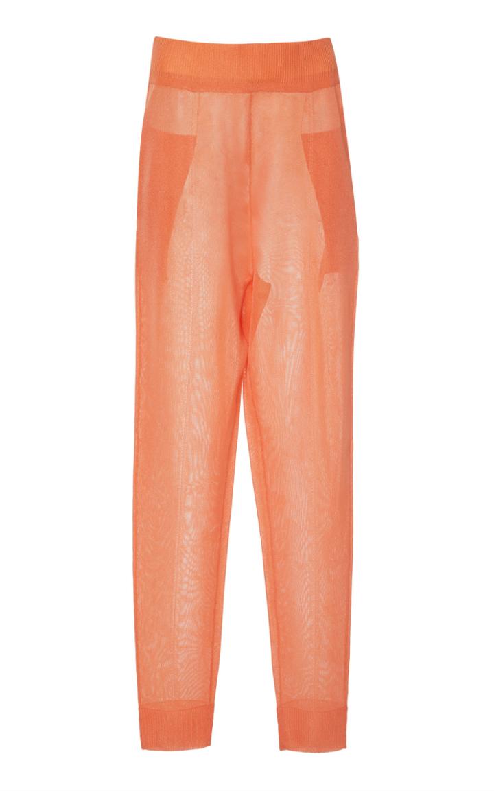 Sally Lapointe Tapered Metallic Mesh Straight-leg Pants