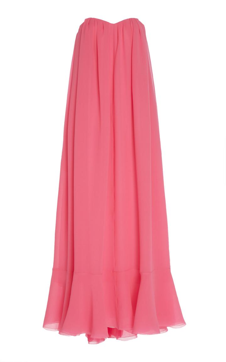 Delpozo Strapless Silk Georgette Dress