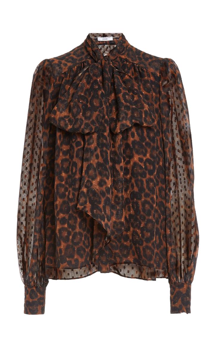 Erdem Lucien Leopard-print Georgette Top