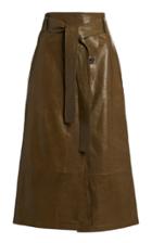 Moda Operandi Zeynep Aray Wrap-effect Leather Midi Skirt