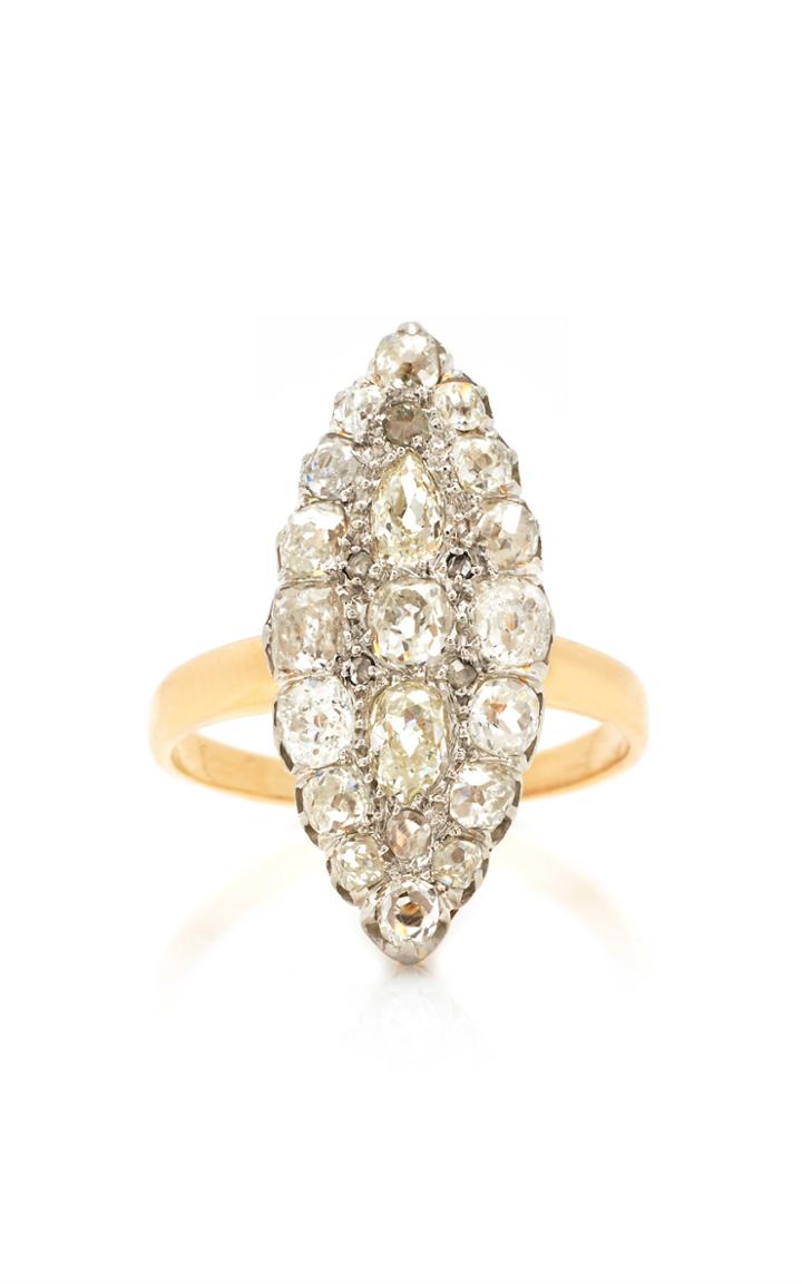 Fred Leighton Old Mine Diamond Navette Shape Cluster Ring