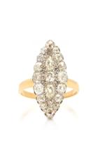 Fred Leighton Old Mine Diamond Navette Shape Cluster Ring
