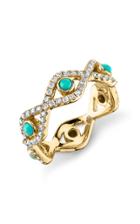 Sydney Evan Turquoise And Pave Evil Eye Eternity Ring