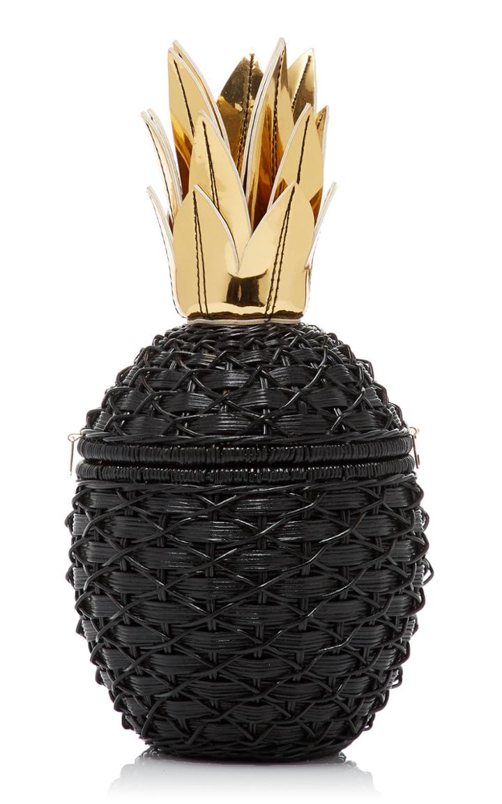 Serpui Pineapple Wicker Clutch