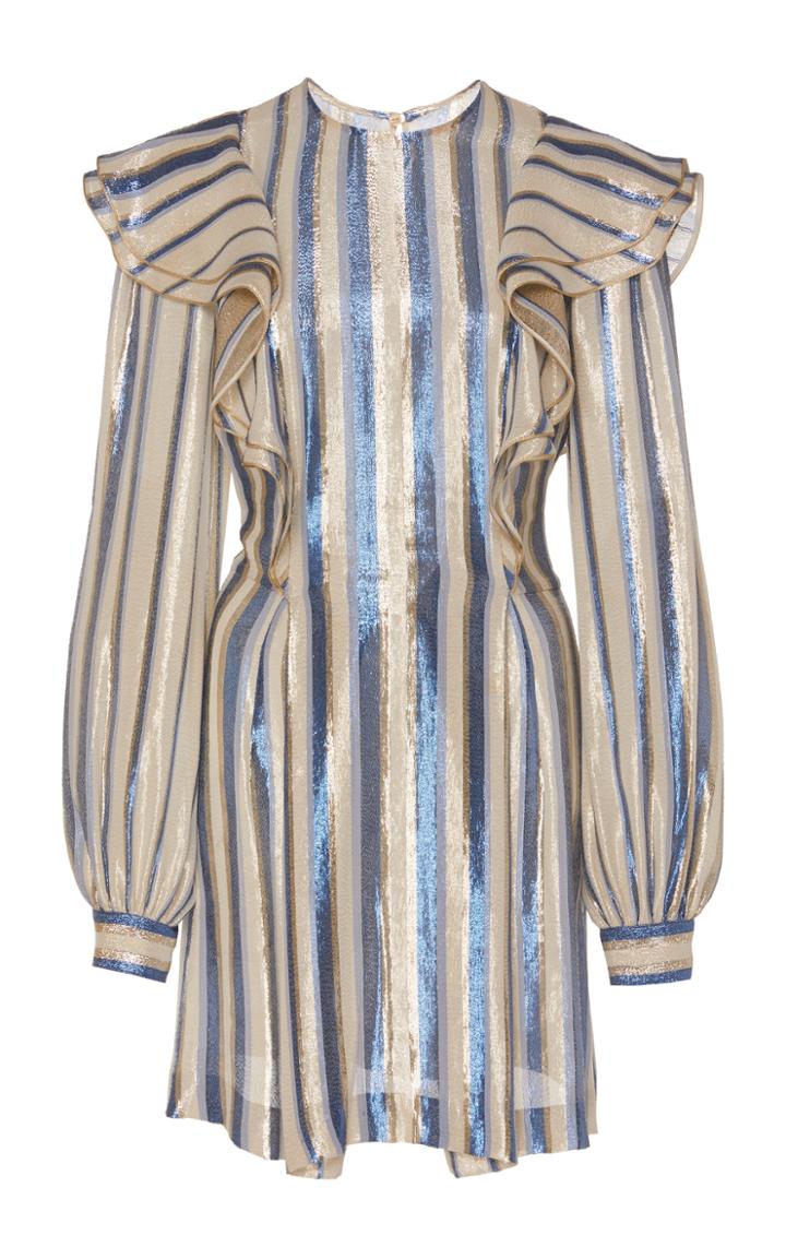 Alberta Ferretti Striped Silk-lurex Mini Dress