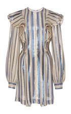 Alberta Ferretti Striped Silk-lurex Mini Dress
