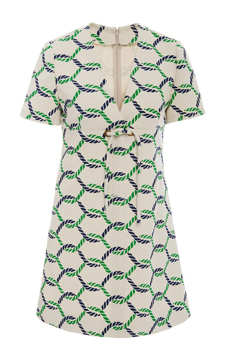 Tory Burch V Neck Tie Detail Pier Dress