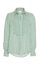 Johanna Ortiz Emerald Discovery Striped Silk Georgette Shirt