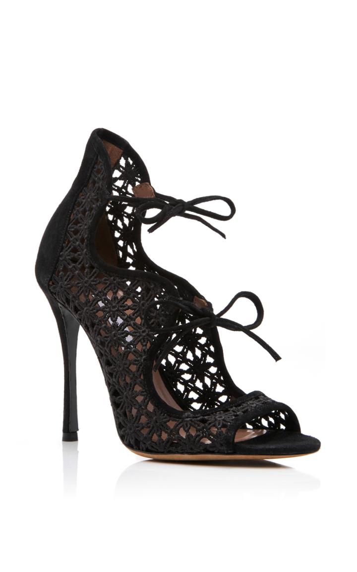 Tabitha Simmons Cali Daisy Guipure Lace And Suede Sandals