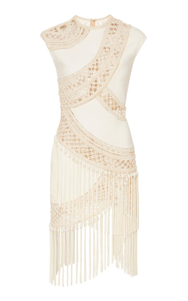 Moda Operandi Oscar De La Renta Fringed Wool Dress Size: 2