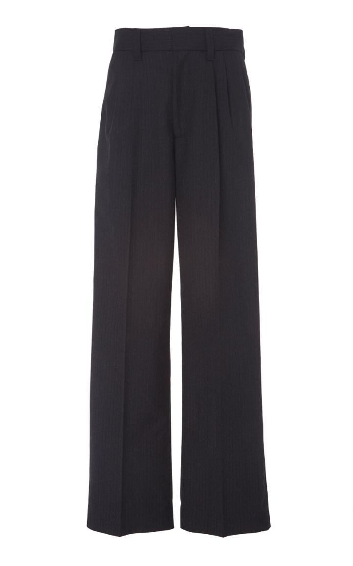 Marc Jacobs Striped Pleated Wool Straight-leg Pants